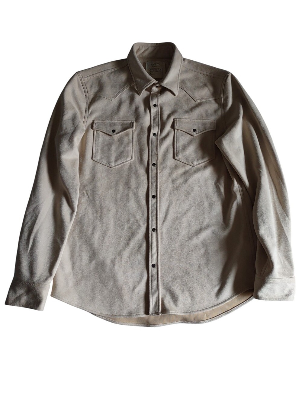 Rye 51 Size Large Faux Suede Cream Western Shirt - Picture 1 of 14